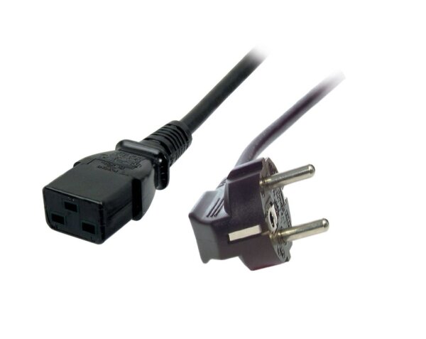 L-EK511W.1,8 | EFB Elektronik Netzleitung Schutzkontakt 90° - C19 180° schwarz 1.8 m 3 x 1.50 mm² | EK511W.1,8 |Zubehör