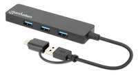 P-180863 | Manhattan 4-Port USB 3.0 Typ-C Typ-A Kombi-Hub schwarz - Hub - 4-Port | 180863 |Zubehör