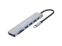 P-DONN19G | Conceptronic Dock USB-C-> 7-in-1 HDMI USB3.0 SD 100WPD grau | DONN19G |PC Systeme