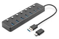 DIGITUS USB 3.0 Hub, 7-port, schaltbar, Aluminium...