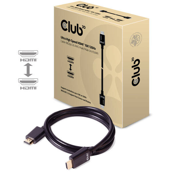 Club 3D Ultra High Speed HDMI 10K 120Hz Kabel 48Gbps Stecker/ Stecker 2 Meter