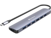 ET-136-40 | Sandberg USB-C to 7 x USB 3.0 Hub | USB-C to...