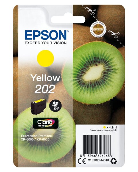 ET-C13T02F44010 | Epson Singlepack Yellow 202 | Claria Premium Ink | Herst.Nr.: C13T02F44010| EAN: 8715946646268 |Gratisversand | Versandkostenfrei in Österreich