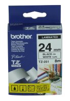 ET-TZ-251 | Brother P-Touch Tape Black On White  | 24 mm...