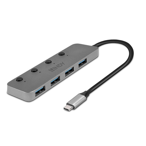 P-43383 | Lindy 4 Port USB 3.2 Gen 1 Typ C Hub mit Ein-/Ausschalter | Herst. Nr. 43383 | USB-Hubs | EAN: 4002888433839 |Gratisversand | Versandkostenfrei in Österrreich