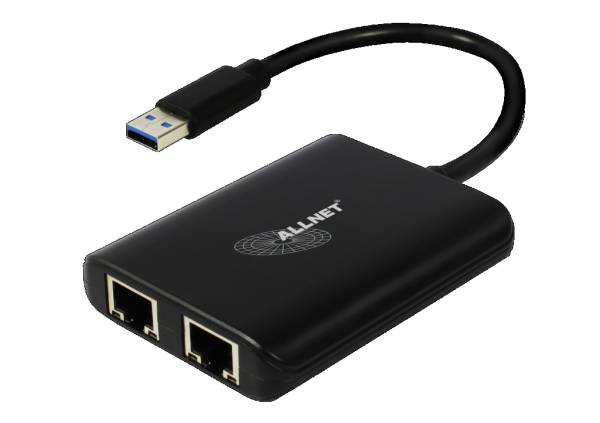 ALLNET USB 3.0 Typ-A Netzwerk Adapter 2x+ 1x 3.0 Hub ALL-NC-2G-102-USB-A - Netzwerkkarte - 5.000 Mbps