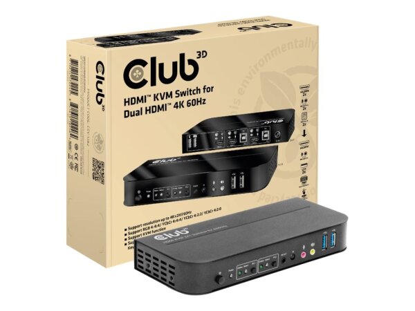 L-CSV-1382 | Club 3D HDMI KVM SWITCH FOR DUAL HDMI 4K 60Hz - 4096 x 2160 Pixel - 4K Ultra HD - 12 W - Schwarz Umschalter Gratisversand und Versandkostenfrei in Österrreich | Herst. Nr. CSV-1382 | Umschalter | EAN: 8719214472245 |