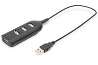 DIGITUS USB 2.0 Hub 4-Port 4 x USB A/F at Connected Cable