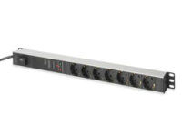 DIGITUS Steckdosenleiste mit Aluminiumprofil und Überspannungsschutz, integrierter Netzfilter, 7-fach Schutzkontaktsteckdose, 2 m Zuleitung Schutzkontaktstecker