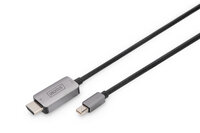 DIGITUS 8K Mini DisplayPort zu HDMI Kabel, 60Hz, Alu schwarz 1m