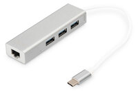 DIGITUS USB Typ-C 3.0 3-Port Hub mit Gigabit Ethernet...