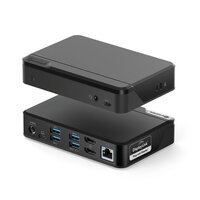 Alogic DUTHD - USB 3.2 Gen 1 (3.1 Gen 1) Type-C - Schwarz - 3.5mm - HDMI - RJ-45 - USB 3.2 Gen 1 (3.1 Gen 1) Type-A - USB 3.2 Gen 1 (3.1 Gen 1) Type-C - Acrylnitril-Butadien-Styrol (ABS) - 140 mm - 94,6 mm