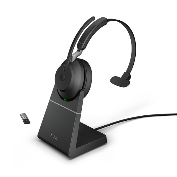 Jabra Evolve2 65 - UC Mono - Kopfhörer - Kopfband - Büro/Callcenter - Schwarz - Monophon - Bluetooth-Pairing - Multi-key - Abspielen/Pause - Track < - Ortung > - Lautstärke + - Lautsärke -