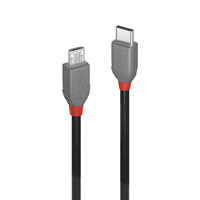 Lindy 36890 0.5m USB C Micro-USB B Männlich Männlich Schwarz - Grau USB Kabel