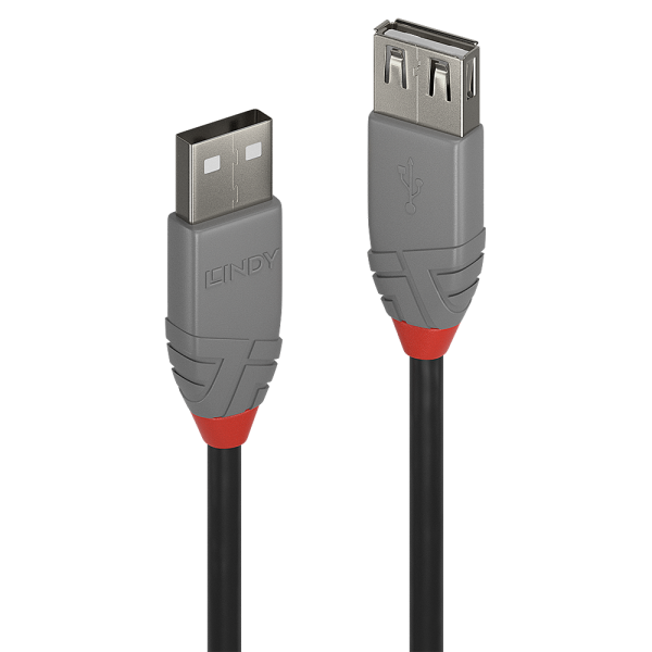 Lindy 36701 0.5m USB A USB A Männlich Weiblich Schwarz - Grau USB Kabel