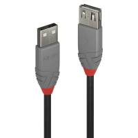Lindy 36701 0.5m USB A USB A Männlich Weiblich Schwarz - Grau USB Kabel