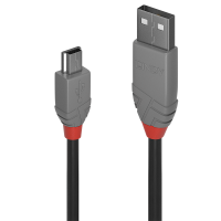 Lindy 36722 1m USB A Mini-USB B Männlich Männlich Schwarz - Grau USB Kabel