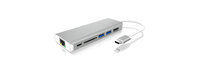 ICY BOX IB-DK4034-CPD - Kabelgebunden - USB 3.2 Gen 1 (3.1 Gen 1) Type-C - USB Typ-A - Silber - Weiß - SD - 128 GB