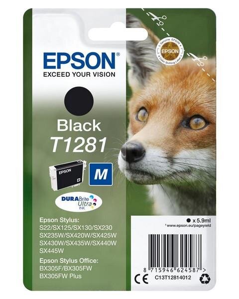 Epson Fox Singlepack Black T1281 DURABrite Ultra Ink - Tinte auf Pigmentbasis - 5,9 ml - 185 Seiten - 1 St&uuml;ck(e)