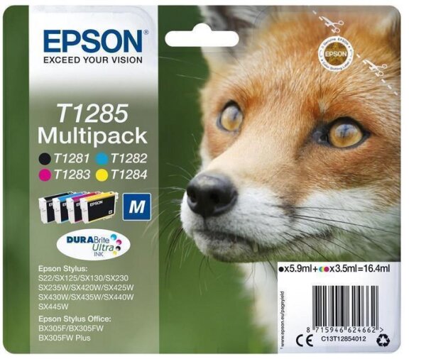 Y-C13T12854012 | Epson Fox Multipack 4 Farben T1285 - DURABrite Ultra Ink - 5,9 ml - 3,5 ml - 1 Stück(e) - Multipack | Herst. Nr. C13T12854012 | Tintenpatronen | EAN: 8715946624662 |Gratisversand | Versandkostenfrei in Österrreich