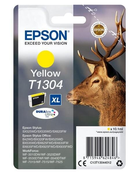 Epson Stag Singlepack Yellow T1304 DURABrite Ultra Ink - Hohe (XL-) Ausbeute - Tinte auf Pigmentbasis - 10,1 ml - 1005 Seiten - 1 St&uuml;ck(e)