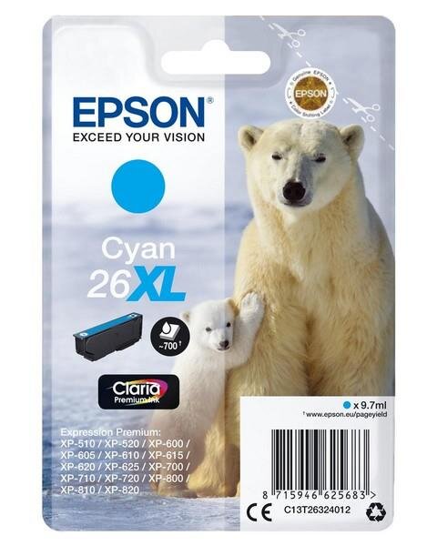 Epson Polar bear Singlepack Cyan 26XL Claria Premium Ink - Hohe (XL-) Ausbeute - 9,7 ml - 700 Seiten - 1 St&uuml;ck(e)