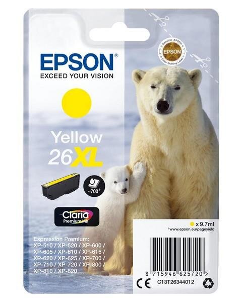 Y-C13T26344012 | Epson Polar bear Singlepack Yellow 26XL Claria Premium Ink - Hohe (XL-) Ausbeute - Tinte auf Pigmentbasis - 9,7 ml - 700 Seiten - 1 Stück(e) | C13T26344012 | Tintenpatronen |