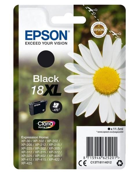 Epson Daisy Singlepack Black 18XL Claria Home Ink - Hohe (XL-) Ausbeute - Tinte auf Pigmentbasis - 11,5 ml - 470 Seiten - 1 St&uuml;ck(e)