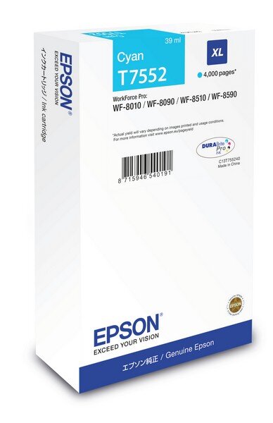 Y-C13T755240 | Epson Tintenpatrone XL Cyan - 1 Stück(e) | C13T755240 | Verbrauchsmaterial | GRATISVERSAND :-) Versandkostenfrei bestellen in Österreich