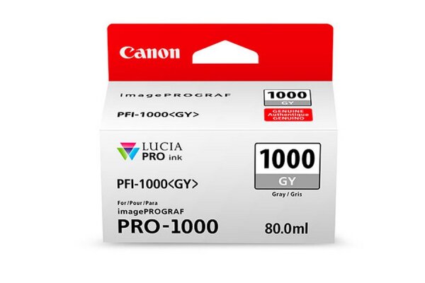 Y-0552C001 | Canon PFI-1000GY Tinte Grau - Tinte auf Pigmentbasis - 80 ml | Herst. Nr. 0552C001 | Tintenpatronen | EAN: 4549292046526 |Gratisversand | Versandkostenfrei in Österrreich