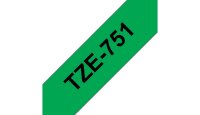 Y-TZE751 | Brother Schriftband 24mm - Schwarz auf grün - TZe - Grau - Wärmeübertragung - Brother - PT-2430PC - PT-2700 - PT-2730 - PT-9600 - PT-9700PC - PT-9800PCN | TZE751 | Papier, Folien, Etiketten |