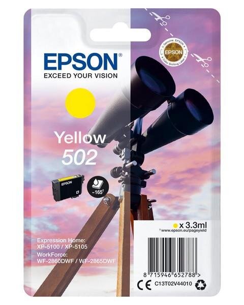Epson Singlepack Yellow 502 Ink - Standardertrag - Tinte auf Pigmentbasis - 3,3 ml - 165 Seiten - 1 St&uuml;ck(e)