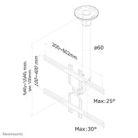 Neomounts by Newstar Flachbild Deckenhalterung - 35 kg - 81,3 cm (32 Zoll) - 152,4 cm (60 Zoll) - 200 x 200 mm - 600 x 400 mm - 640 - 1040 mm