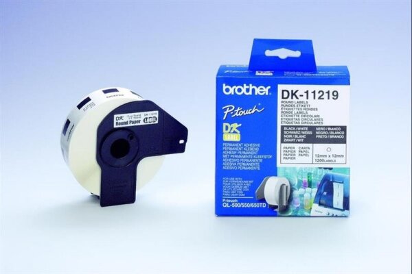 Y-DK11219 | Brother DK-11219 Round Labels - Weiß - DK - 1,2 cm - 1200 Stück(e) | Herst. Nr. DK11219 | Papier, Folien, Etiketten | EAN: 4977766634564 |Gratisversand | Versandkostenfrei in Österrreich