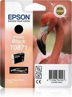 Epson Flamingo Singlepack Photo Black T0871 Ultra Gloss High-Gloss 2 - Original - Tinte auf Farbstoffbasis - Foto schwarz - Epson - - Epson Stylus Photo R1900 + Epson P-3000 Multimedia Storage Viewer - Epson Stylus Photo R1900 - 1 Stück(e)